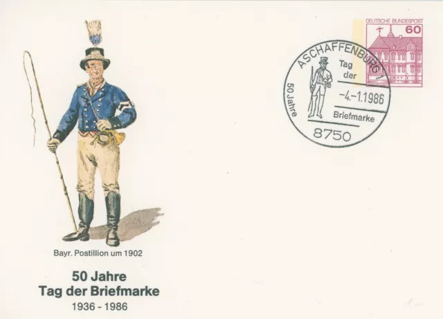 Ganzsache (GA) mit Sonderstempel 50 Jahre Tag der Briefmarke (1986)