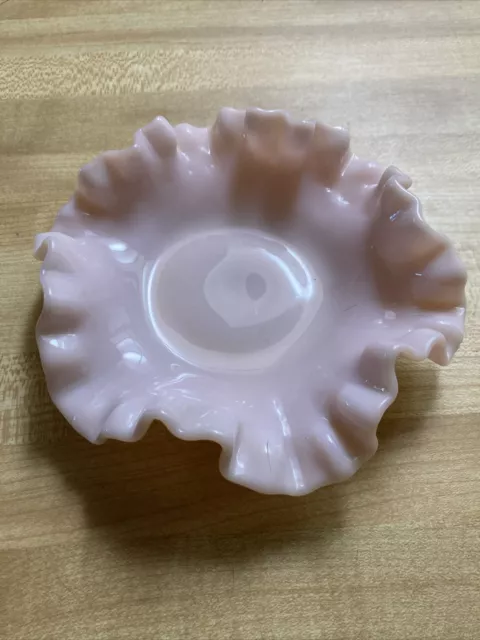 Vintage Fenton Pink Hobnail Glass Candy Dish Mid-Century Pastel Pink Milk Glass