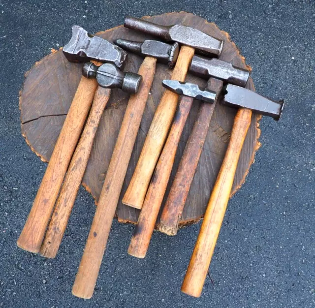 Lot 7X Vintage Blacksmith Hammers Anvil Forging Bladesmith Tool Antique Iron