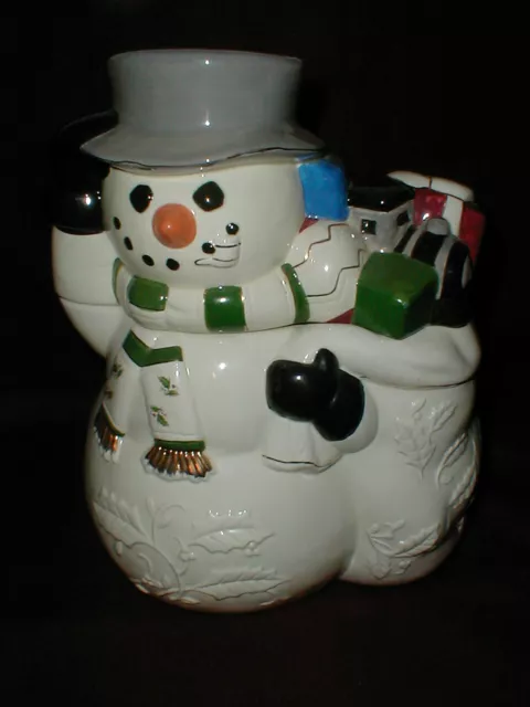 Home For the Holidays FROSTY SNOWMAN Large 12" Tall Christmas Cookie Jar