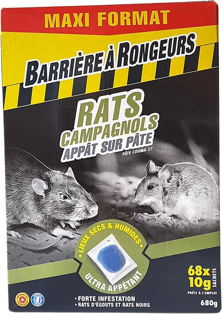Rats Et Campagnols, Appât Sur Pâte Maxi Format 680 G, Lieux Secs Et Humides, BAR