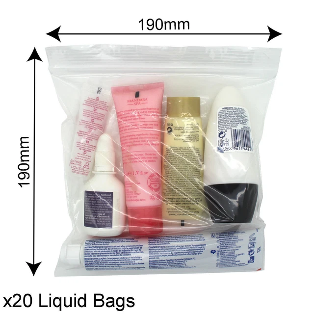 20 x Clear Airport Security Liquid Bags Plastic Seal Holiday TravelFAST DISPATCH