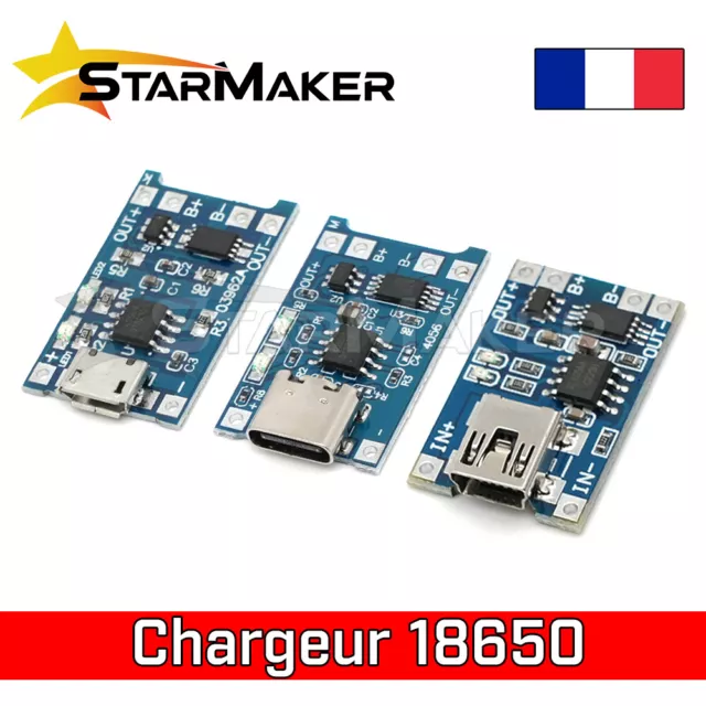 TP4056 Module chargeur 18650 batterie LiPo Lithium 1A avec protection décharge