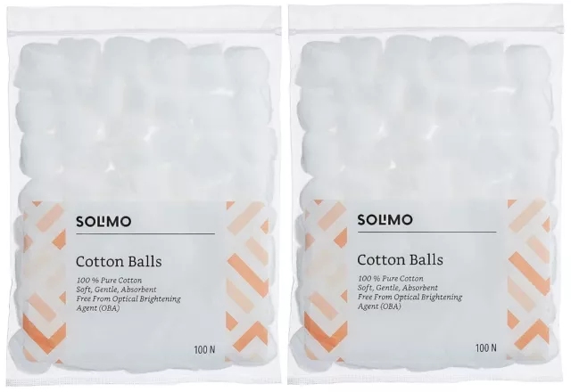 Solimo Cotton Balls - 100 Units (Pack of 2) - White