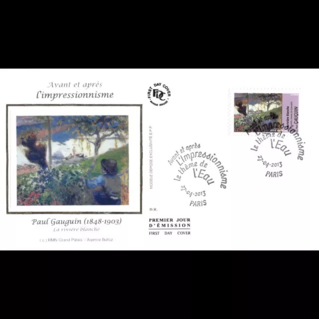FDC soie - Impressionnisme, Paul Gauguin, oblit 27/4/13 Paris