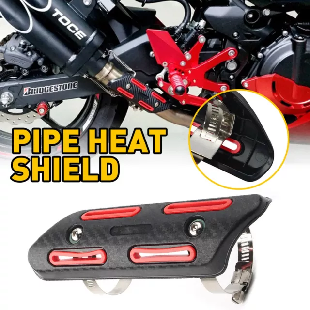 Exhaust Muffler Pipe Heat Shield Cover Heel Guard Universal Black Motorcycle Red