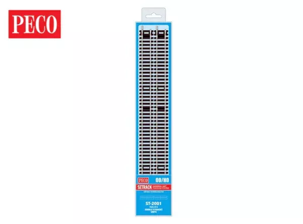 Peco ST-2001 - Double Straight Units - Setrack Code 100 - Pk of 8 - OO Gauge