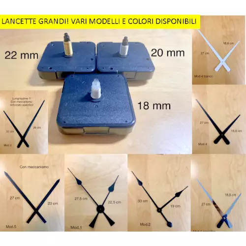 Lommer Metallo Silenzioso Kit Meccanismo Orologio da Parete Lancette Lunghe  Meccanismo Orologio da Muro Grande per Orologio da Parete DIY (Nero) :  : Casa e cucina