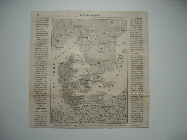 Gravure 1864. Carte De L'ensemble Des Duches Et Des Pays Limitrophes Du Danemark