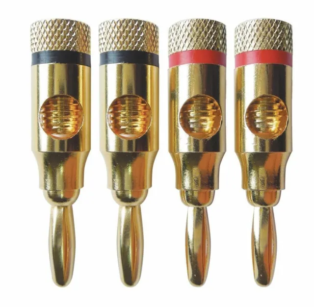 4 PCS Musical Audio Speaker Cable Wire Connector 4mm Banana Plug Gold Plated