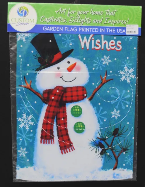 Custom Décor Christmas Decorative Garden Flag "Warm Winter Wishes" Happy Snowman