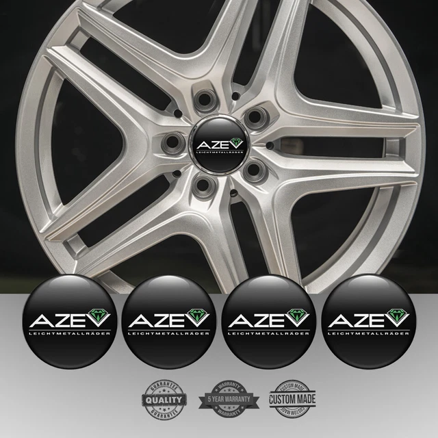 Set of 4 Silicone Center Wheel Cap Stickers Azev Emblem Logo Decals Rims