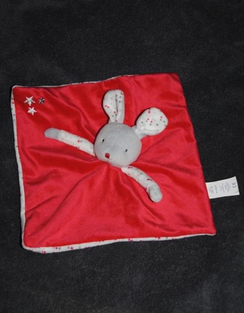 Doudou Plat Lapin Rose Blanc Gris Etoiles OBAIBI OKAIDI Souris Rouge  Etat  NEUF 2