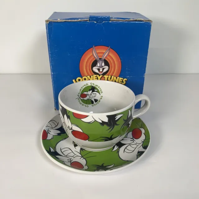 Looney Tunes Jumbo Cup & Saucer Sylvester 2001 Set Collectible Vintage Boxed