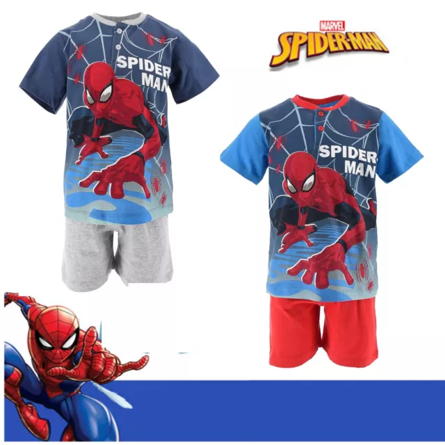 Pigiama bambino Spiderman cotone estate manica corta pantalone corto Uomo Ragno