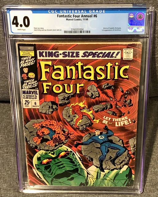 Fantastic Four Annual #6 cgc 4.0 white pages, 1st Annihilus & Franklin Richards