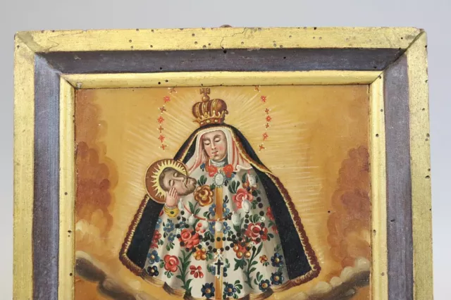 Ex Voto Ölgemälde auf Holztafel verso bezeichnet 1.Hälfte 19.Jhd (FQ730) 2