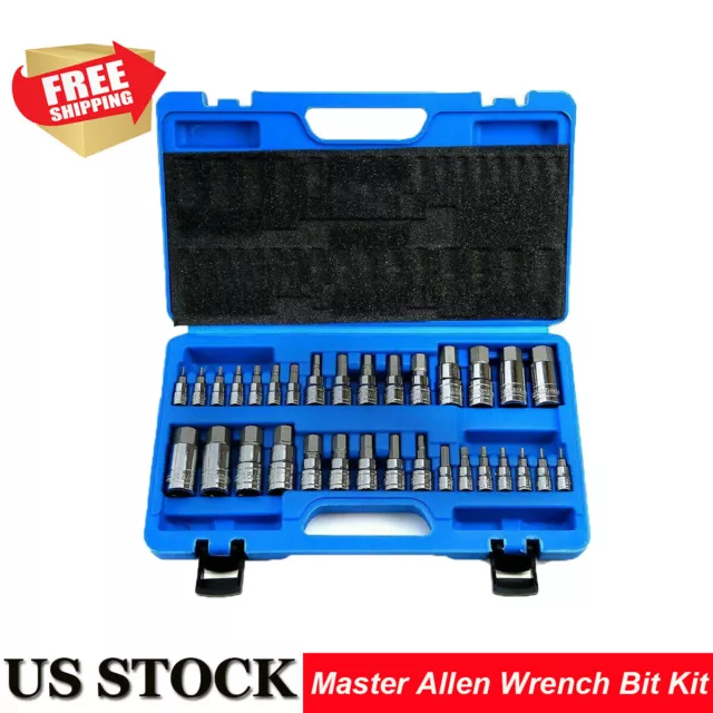 32pcs Master Allen Wrench Bit Kit Hex Key For Ratchet Socket Tool Sae Metric Set