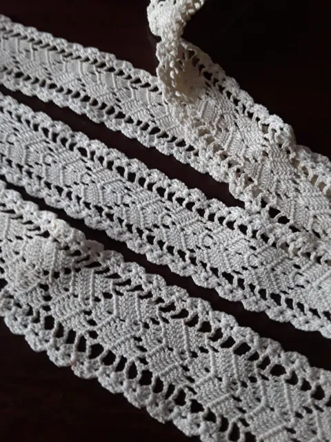 bandes de  dentelle au crochet fait main  1,40cm x3,5 cm#old lace