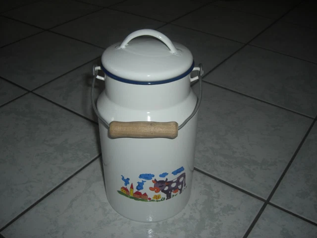 ancien pot à lait en tôle émaillée