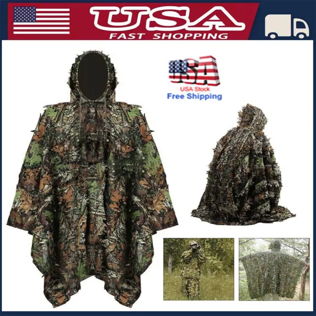 3D Hunting Bionic Camo Poncho Ghillie Suit Sniper Birdwatch Clothing Cape Cloak