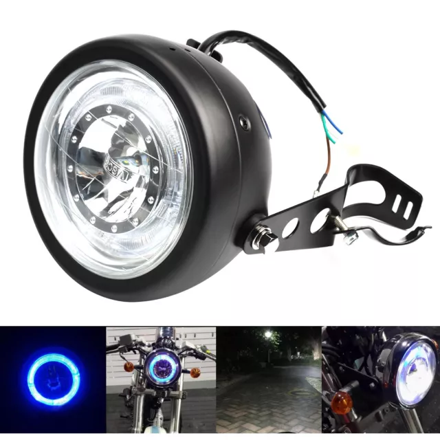 Universel 6 1/2" Inch Angel Eye LED moto Phare Projecteur Lampe Avant Hi/Lo Beam