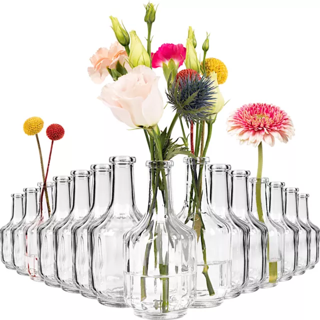 15 Stück kleine Vintage Vasen Blumen Tisch Vase Väschen Set Deko Glas Flasche