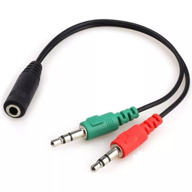 Adattatore Sdoppiatore splitter Y Jack 3,5mm Femmina Maschio cuffie microfono Pc