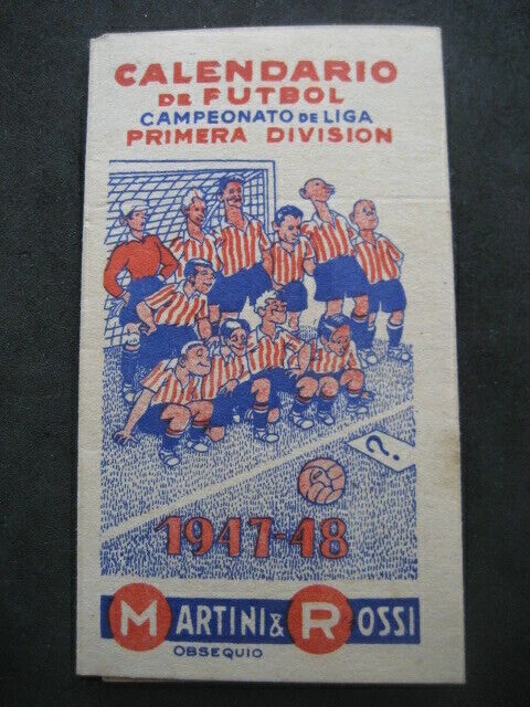 CALENDARIO CALCIO I Divisione Stagione 19471948. Pubblicità Martini