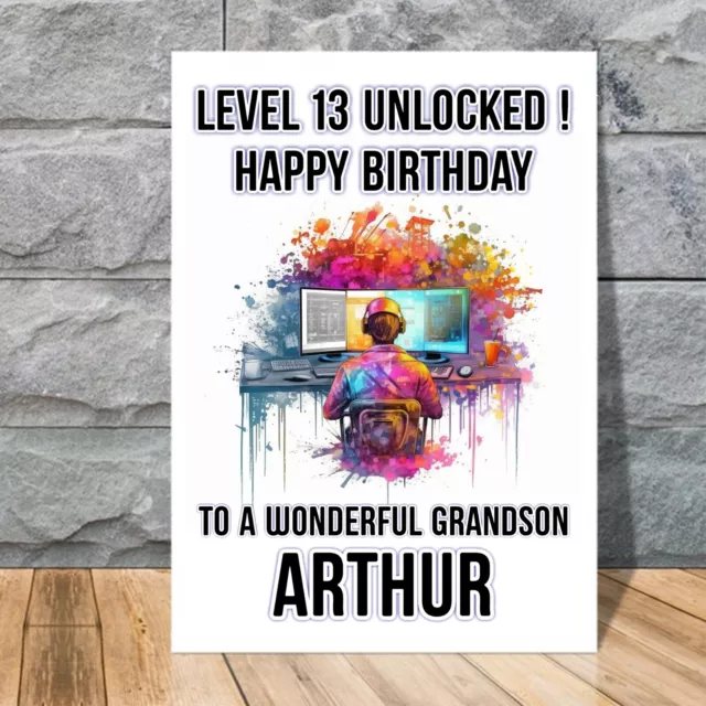 Personalised Gamer Gaming Birthday Card Boy Girl Son Daughter Birthday Cards