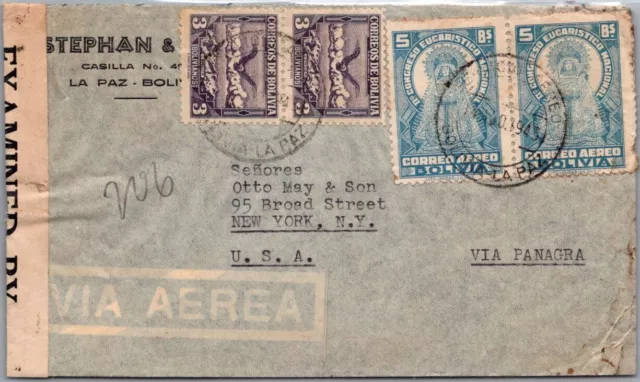 Bolivia Postal History Wwii Censored Cover Addr Usa Canc La Paz Yrs'1940-45