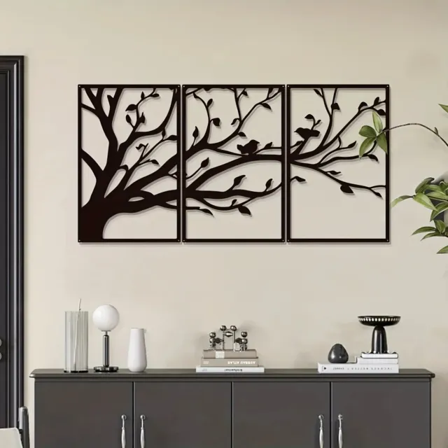 Arte de pared de metal del árbol de la vida 3 piezas/juego de ramas decoración de pared, pegatina decoración de pared