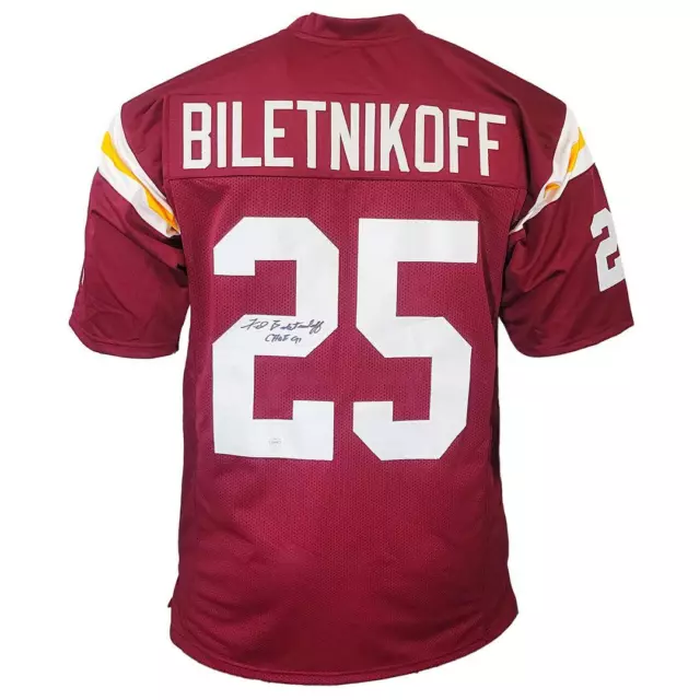 Fred Biletnikoff Signed CHOF 91 Inscription Florida State College Red Football J Fred Biletnikoff Signed CHOF 91 Inscription Florida State College Red Football J
