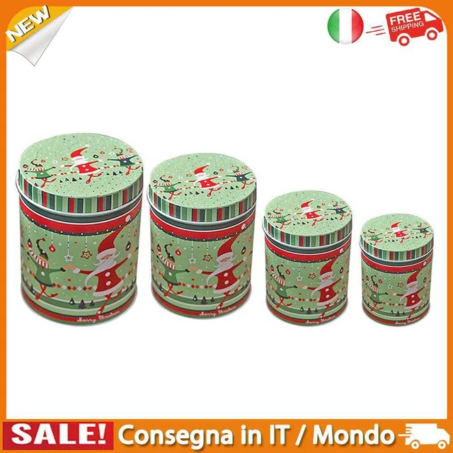 IT 4pcs Christmas Iron Storage Box Santa Claus Snowman Elk Candy Can (Green)
