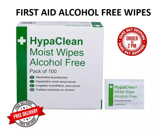 Alcohol Free Wipes Wound Hypaclean Moist Cleansing Swab Antiseptic First Aid Use