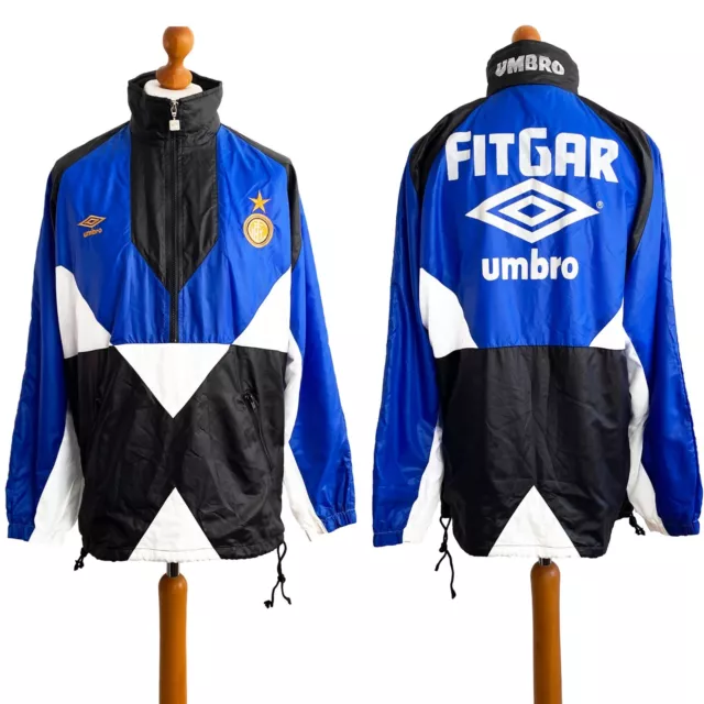 Inter Milan 1991/92 Umbro Drill Top Windbreaker Jacket (L) Player Issue Football