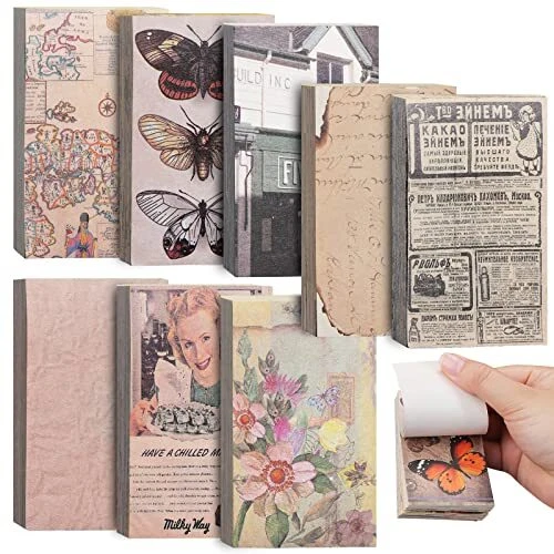 480 piezas Suministros de álbum de recortes vintage BSRESIN Mini libro de recortes Papel para basura...