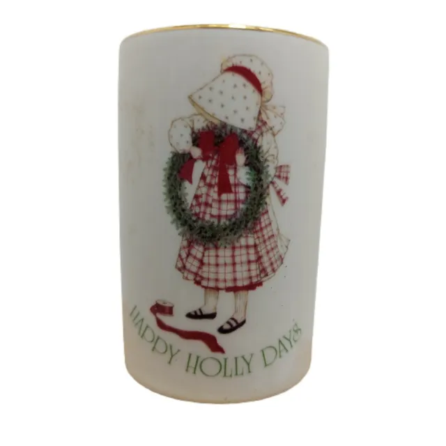 Vintage Holly Hobbie Candle Holder American Greetings white red 1 1/2"