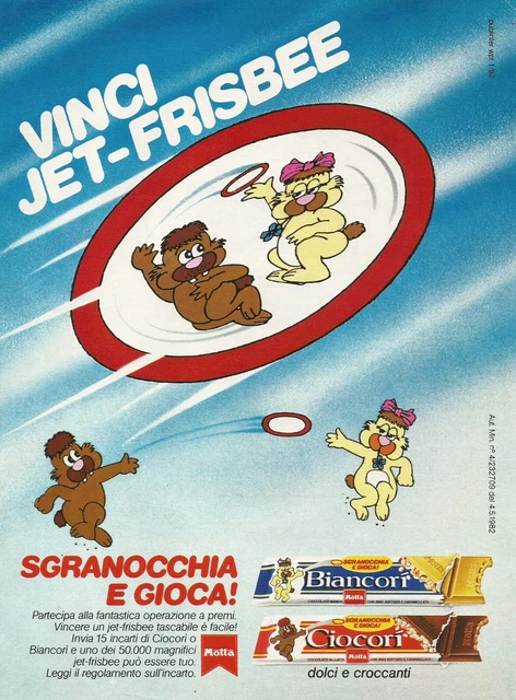 U0616 Ciocorì And Biancorì, Vinci Jet-Fresbee Advert Vintage 1982, 20 X 28 CM