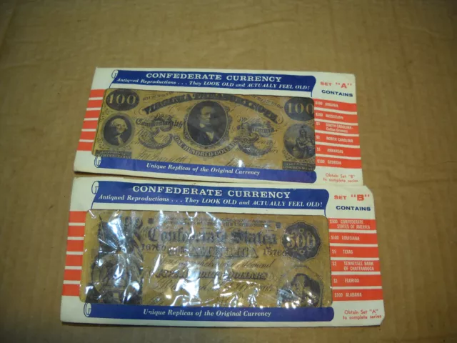 Confederate Currency Unique Replicas Of The Original Currency  Set + 2 Us Bulls