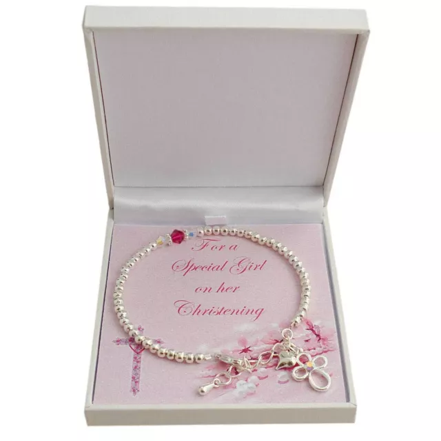 Girls Christening Bracelet with Birthstone. Gift for Daughter, Granddaughter etc