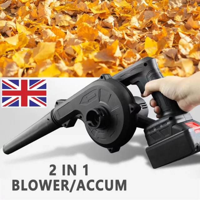 2 Batteries Cordless Vacuum Electric Garden Leaf Air Blower Suction Snow Dust