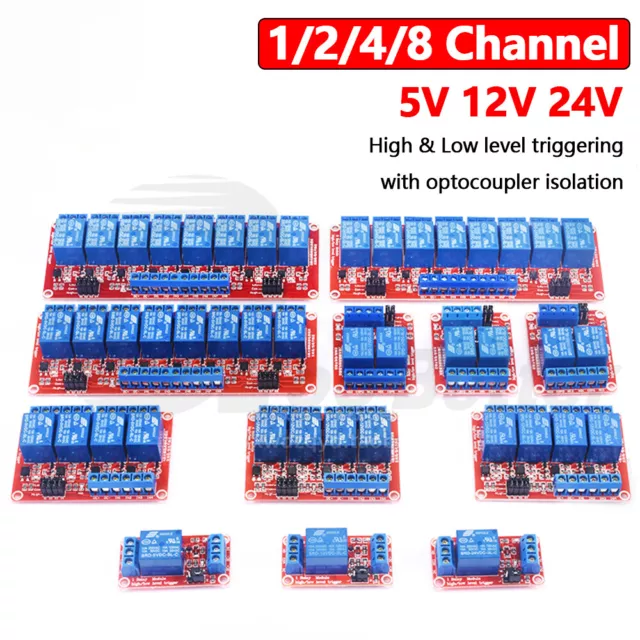 5V 12V 24V Relay Module 1,2,4,8 Channel Optocoupler for Open Source Electronics