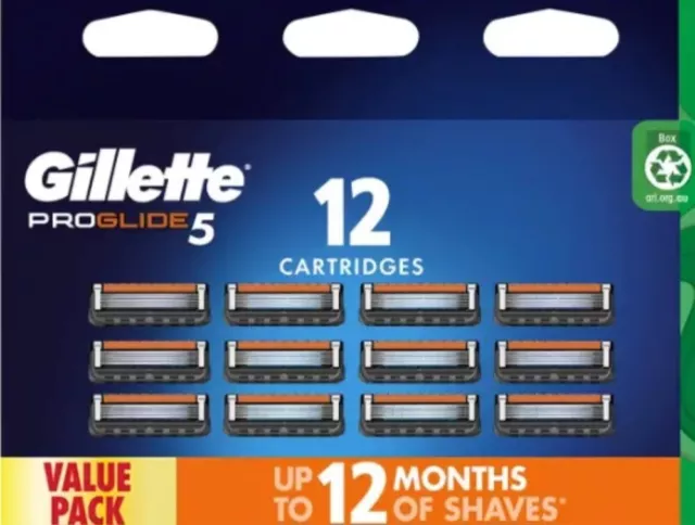 Genuine Gillette Proglide5 Value Pack 12 Shaving Blades Cartridges
