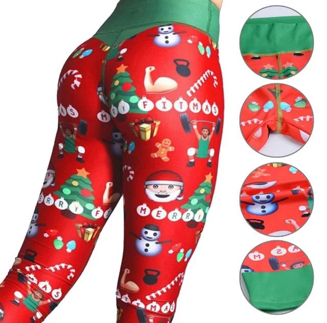Leggings Natale per Ragazze e Donna Pantaloni Yoga Sportivi Stampati Digitalmente 3D 3