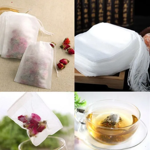 100 piezas 55x7 cm bolsa de té reutilizable con cordón para empacar tés de hierbas y especias
