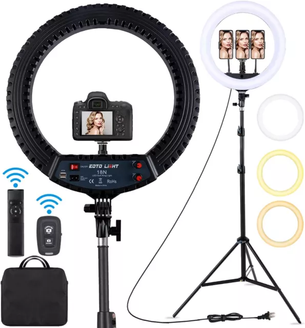 18 inch LED Ring Light with Tripod Stand Dimmable Makeup Selfie Ring Light
