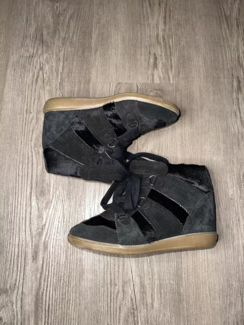 Isabel Marant High-Top Bobby Sneaker Suede Fur Adjustable Size EU 38