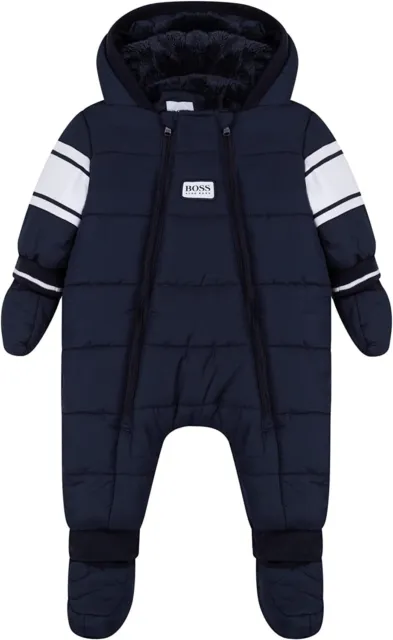 New Hugo BOSS blue real down baby grow suit bomber jacket coat new born 0-3month