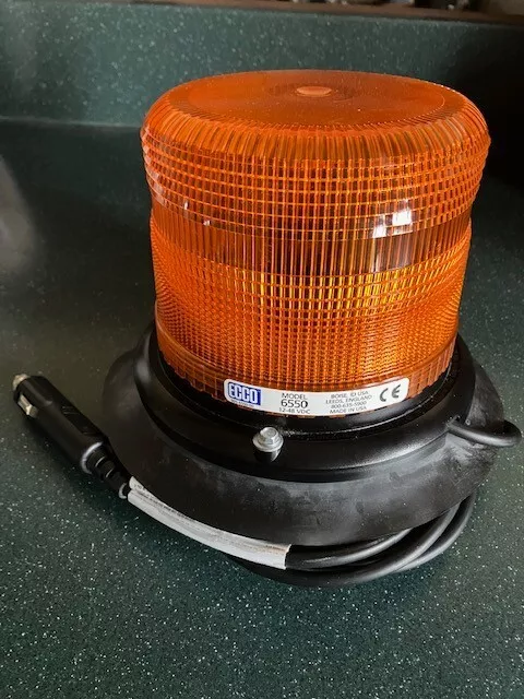 Ecco 6550 Amber Strobe Beacon Flashing Light with mount Cigarette lighter plug